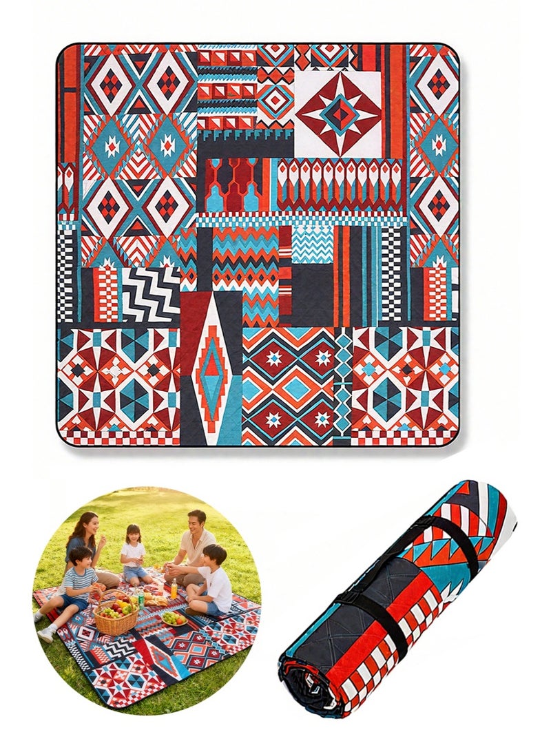 تابيت 2mx2m كبيرة مقاومة للماء نزهة حصيرة ، بطانية نزهة قابلة للطي والمحمولة للتخييم في الهواء الطلق ، ثلاث طبقات سميكة مقاومة للرطوبة التخييم حصيرة للعائلة ، مثالية للشاطئ ، الحديقة ، العشب ، السفر - Image 1