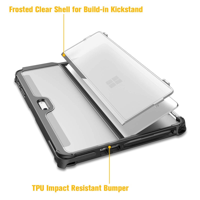 Fintie Hard Case for Microsoft Surface Go 4/3/2/1 (2023/2021/2020/2018), Shockproof Folio Protective Rugged Cover Compatible with Type Cover Keyboard + Original Kickstand, Frost Clear - Image 3