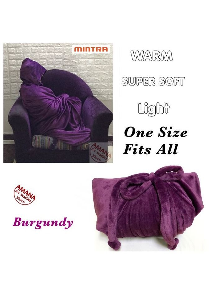 Mintra Soft High Quality Blanket Cape / Hoodie - One Size Fits All  (Purple) - Image 1