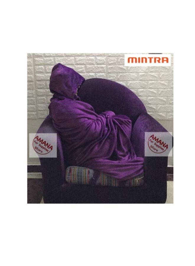 Mintra Soft High Quality Blanket Cape / Hoodie - One Size Fits All  (Purple) - Image 2