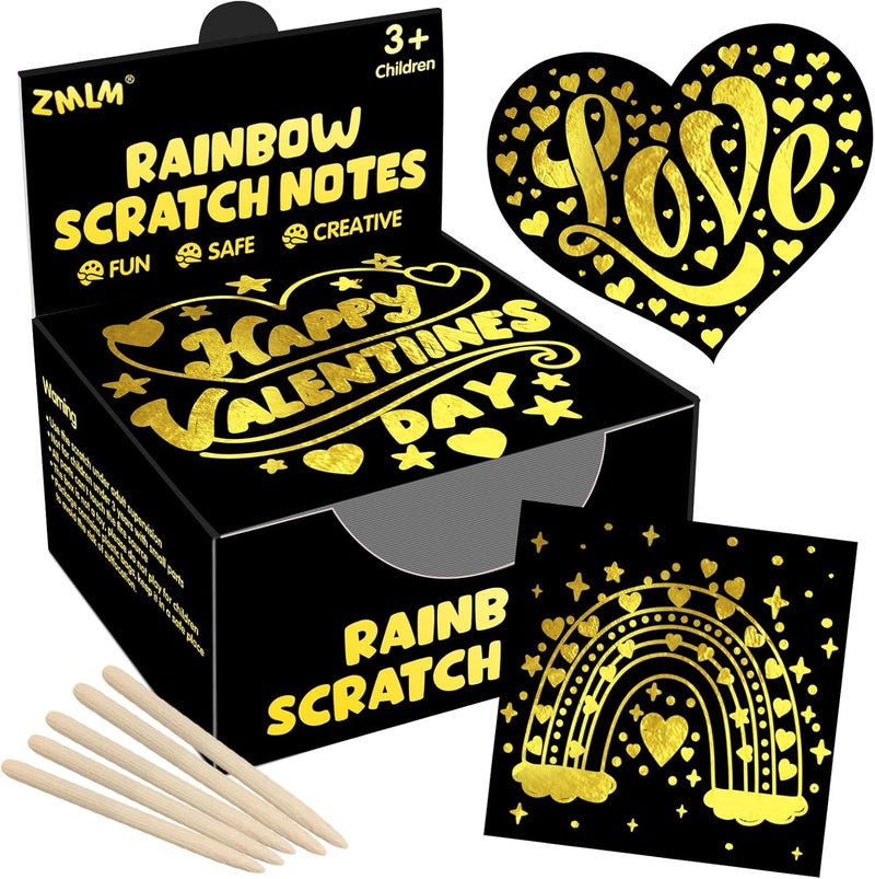ZMLM 165 Rainbow Scratch Paper Art Crafts Mini Notes Kids Gifts 4 5 6 7 8 9 10 Years Old Girls Boys Students Teens Classroom Prizes School Supplies Birthday Party Travel Toy Activity(Gold) - Image 1