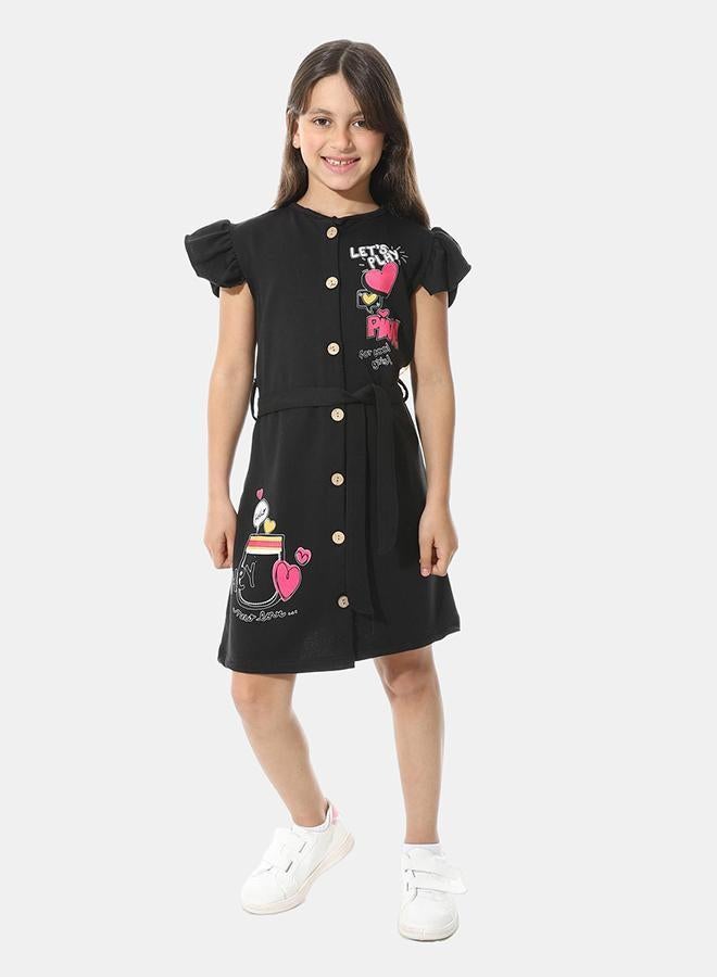 Red Circle Front Printed Dress g05 - Image 1