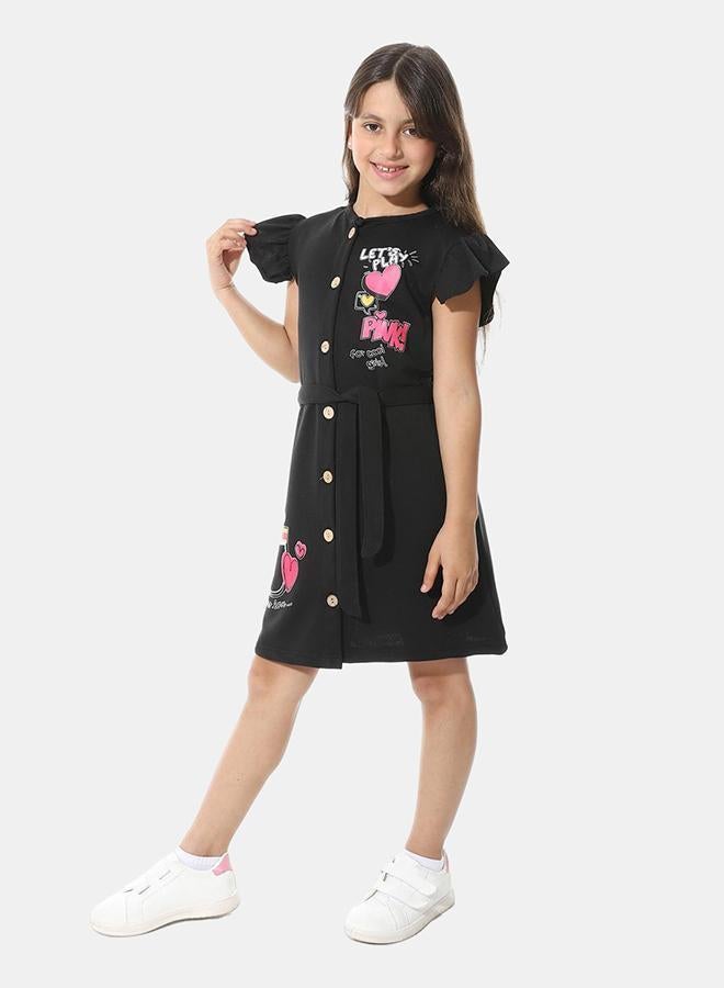 Red Circle Front Printed Dress g05 - Image 2