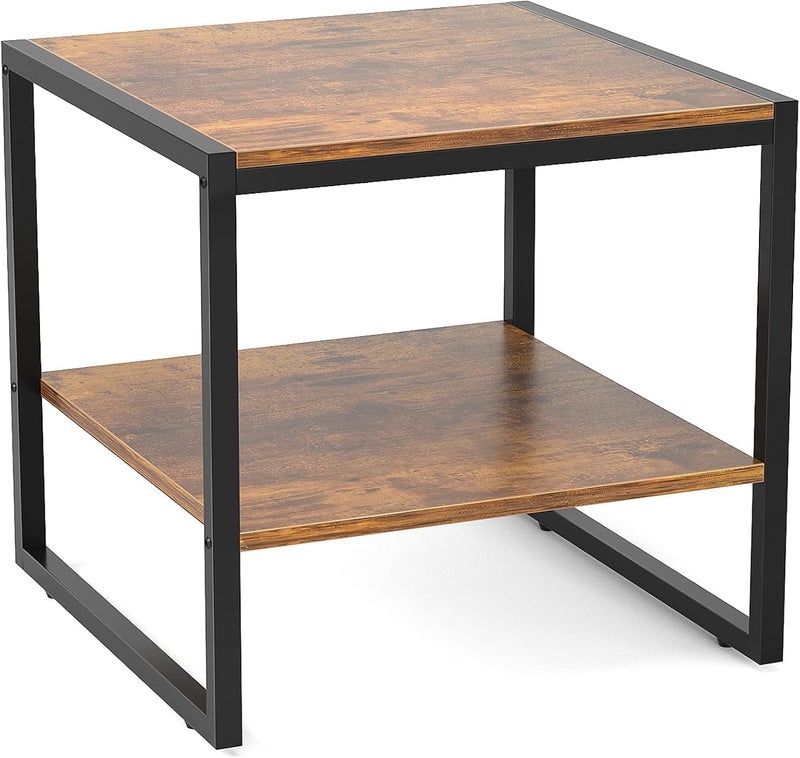 OGFC 36136 End Table, 20 Inch Square Side Table Modern Night Stand with 2-Tier Storage Shelf, Living Room Small Coffee Table, Wood Finish Bedside Table for Bedroom - Image 1