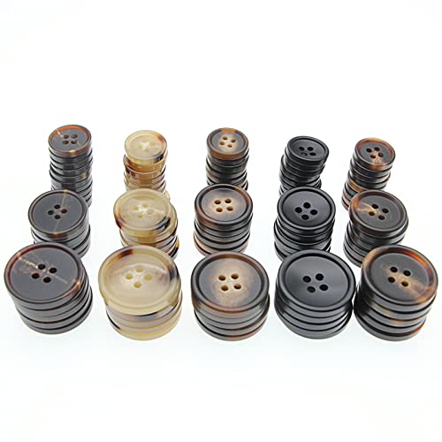 SHUNLI Mixed Resin Sewing Buttons 110 PCS, Round Bulk Buttons for DIY Sewing Crafts,Coats,Suits, 5 Color 3 Size(15mm,20mm,25mm) SHUNLI - Image 1