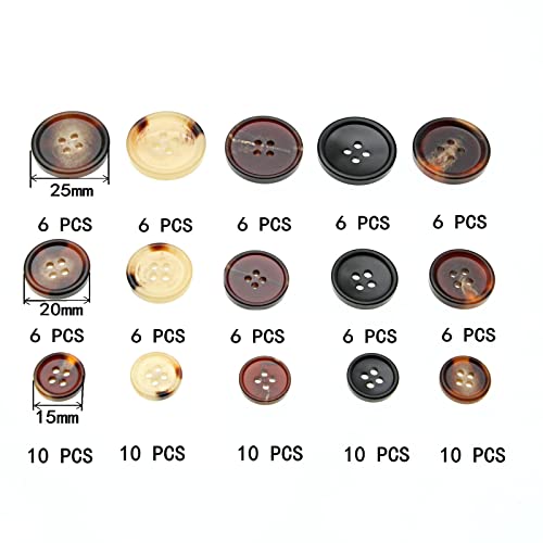 SHUNLI Mixed Resin Sewing Buttons 110 PCS, Round Bulk Buttons for DIY Sewing Crafts,Coats,Suits, 5 Color 3 Size(15mm,20mm,25mm) SHUNLI - Image 4