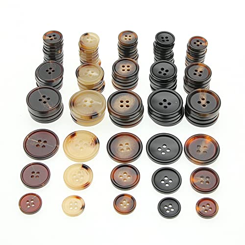 SHUNLI Mixed Resin Sewing Buttons 110 PCS, Round Bulk Buttons for DIY Sewing Crafts,Coats,Suits, 5 Color 3 Size(15mm,20mm,25mm) SHUNLI - Image 2