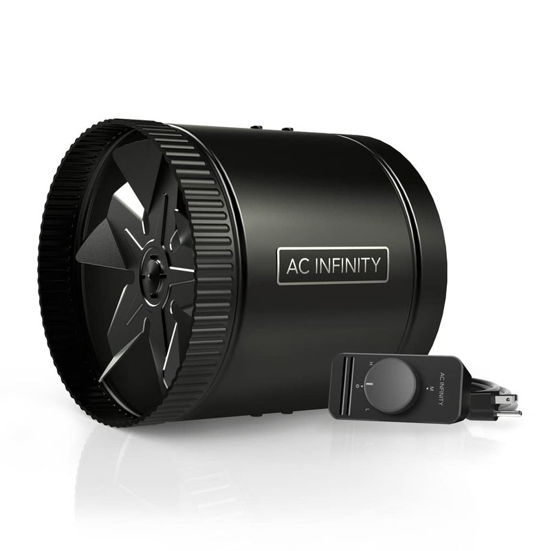 AC Infinity RAXIAL S8 Inline Booster Duct Fan 8 with Speed Controller Low Noise Inline HVAC Blower Can Fan for Basements Bathrooms Kitchens Workshops