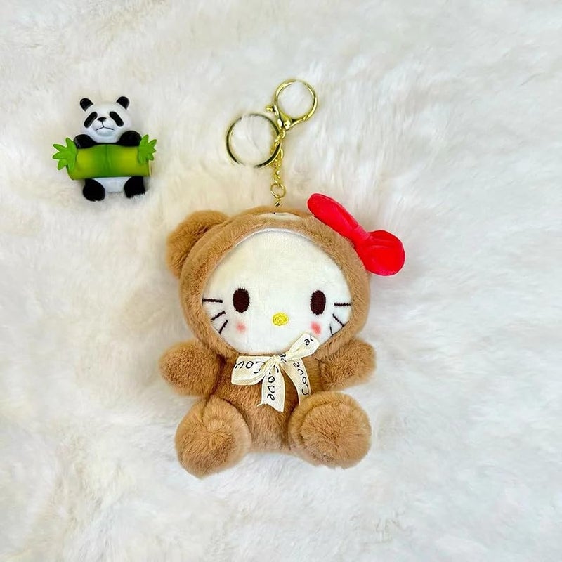 Bandfol Cartoon Bag Charms Cute Plush Keychain for Women Girls, 5 Soft Backpack Key Chain Cute Stuffed Animals Bag Keychain - Image 3