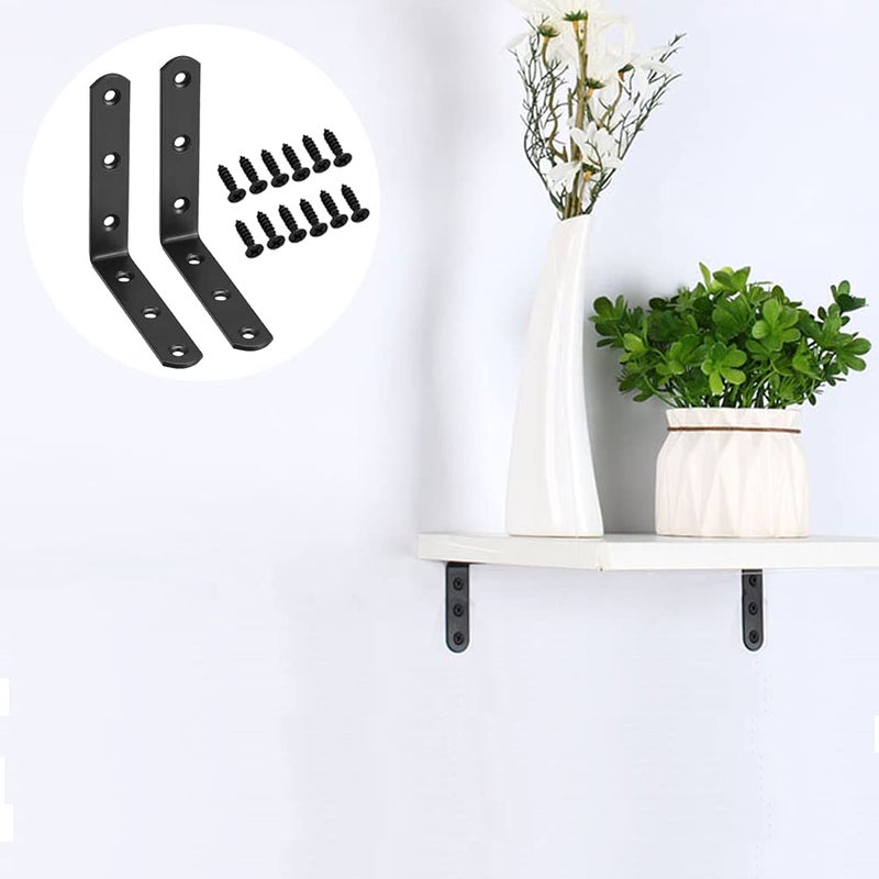 AYSUM 20PCS Black L Brackets 3.1"x3.1", Heavy Duty Corner Brace Right Angle Bracket 80X80MM for Wood Chair Bookshelf Cabinets Furniture, Included 120 Screws - Image 5