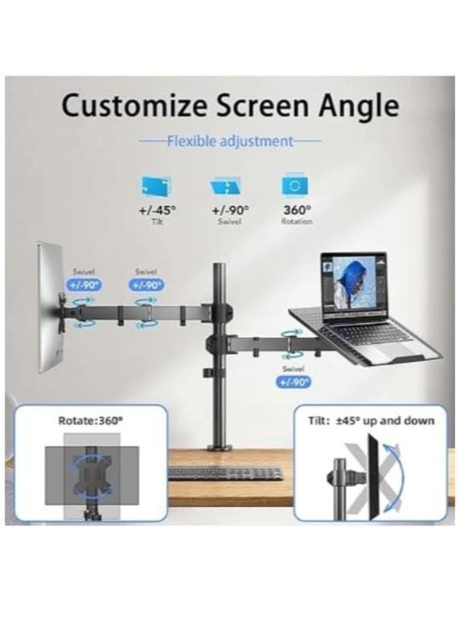 Adjustable desk stand for monitor and laptop - Supports monitors from 13 to 32 inches and laptops from 12 to 17 inches - Practical, convenient, and space-saving - Image 2