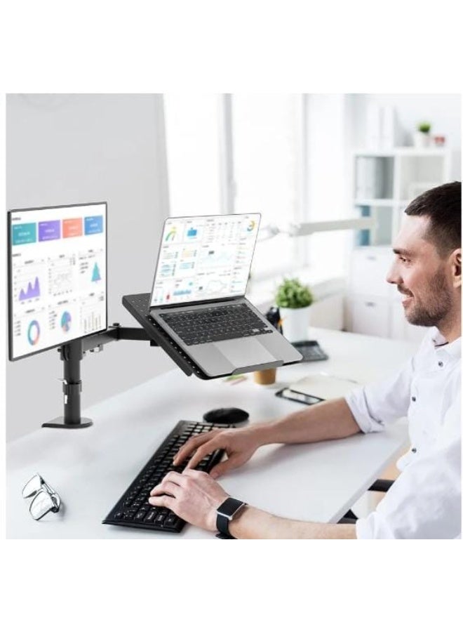 Adjustable desk stand for monitor and laptop - Supports monitors from 13 to 32 inches and laptops from 12 to 17 inches - Practical, convenient, and space-saving - Image 1
