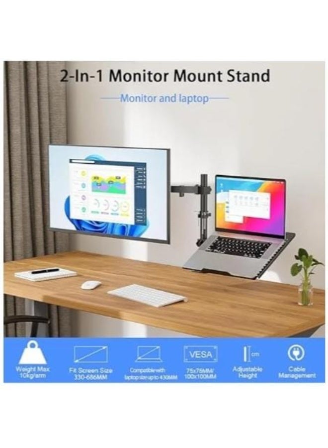 Adjustable desk stand for monitor and laptop - Supports monitors from 13 to 32 inches and laptops from 12 to 17 inches - Practical, convenient, and space-saving - Image 3