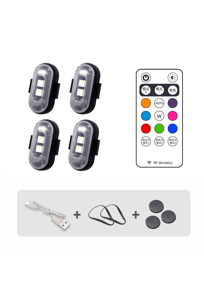 4 قطع من مصابيح LED RGB للطائرات، مصابيح للدراجات النارية، مصابيح LED لاسلكية لتحديد المواقع