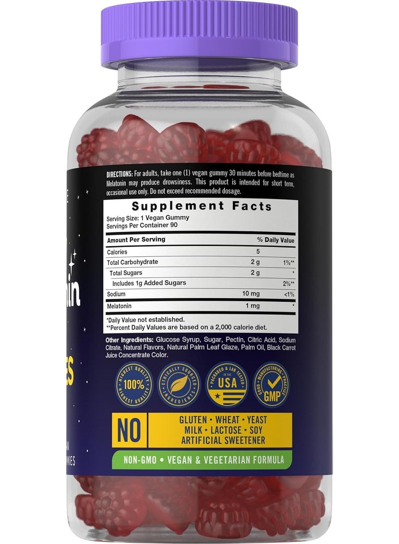 Carlyle علكات الميلاتونين | 1 مجم، 90 قطعة | نكهة الفاكهة الطبيعية | نباتية، غير معدلة وراثيًا، وخالية من الجلوتين - Image 2