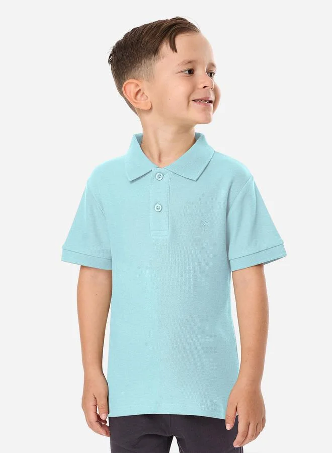 victor and jane Victor And Jane Boys Blue Solid Short Sleeve Polo T-Shirt