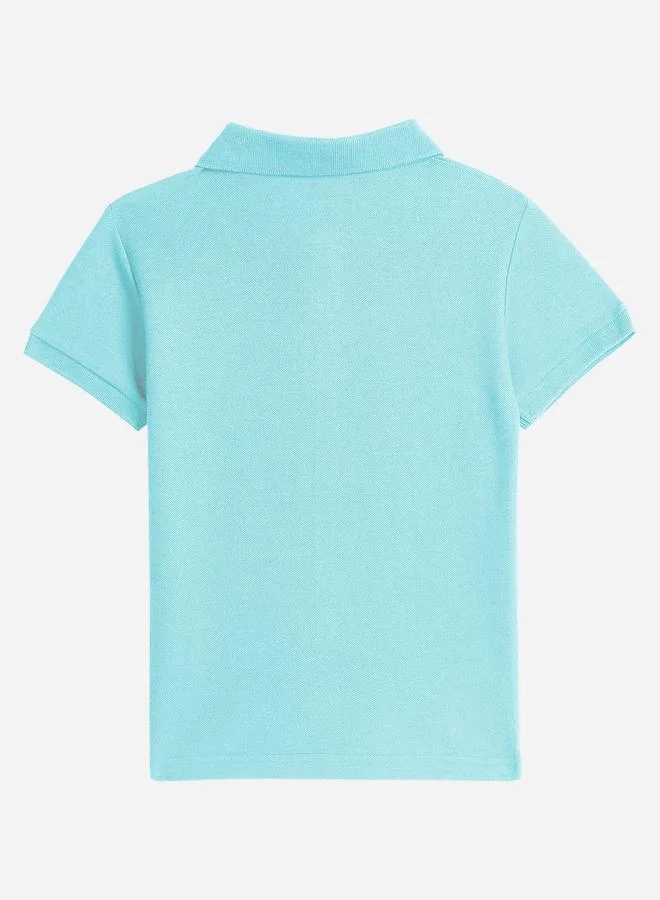 victor and jane Victor And Jane Boys Blue Solid Short Sleeve Polo T-Shirt