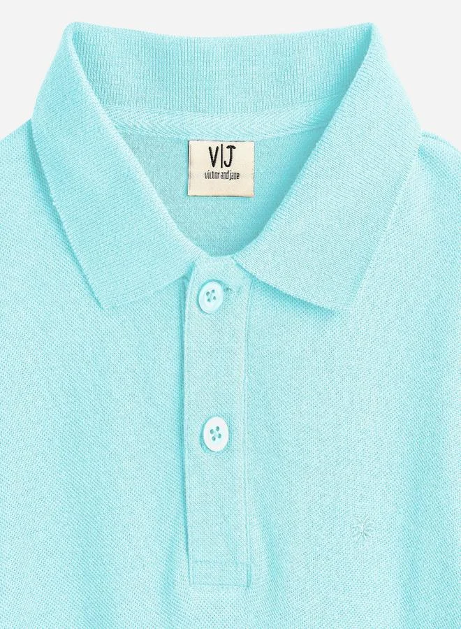 victor and jane Victor And Jane Boys Blue Solid Short Sleeve Polo T-Shirt