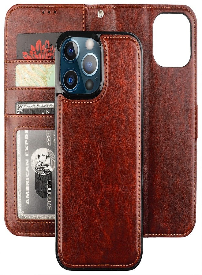 Bocasal Detachable Wallet Case for iPhone 13 Pro Max RFID Blocking Card Slots Holder Premium PU Leather Magnetic Kickstand Shockproof Wrist Strap Removable Flip Protective Cover 5G 6.7 inch (Brown) - Image 1