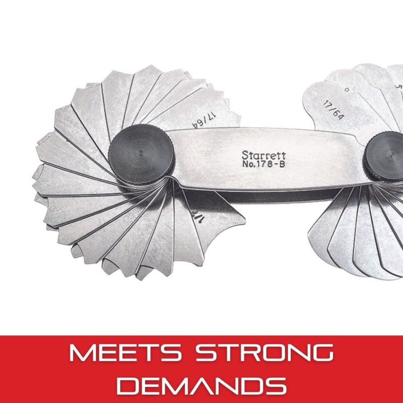 Starrett 178B Inch Reading Fillet or Radius Gauge with Locking Device, 17/64-1/2" Range, 1/64" Increment, 32 Leaves - Image 5