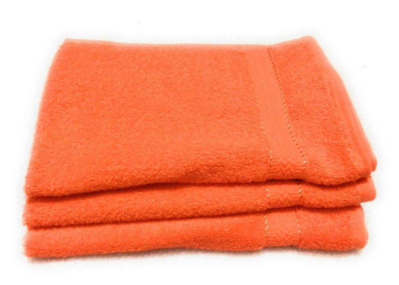 Cotton Colors Cotton Colors Cotton Hand Towel (Pack of 3, Large Size, Orange)_D5  - Image 1
