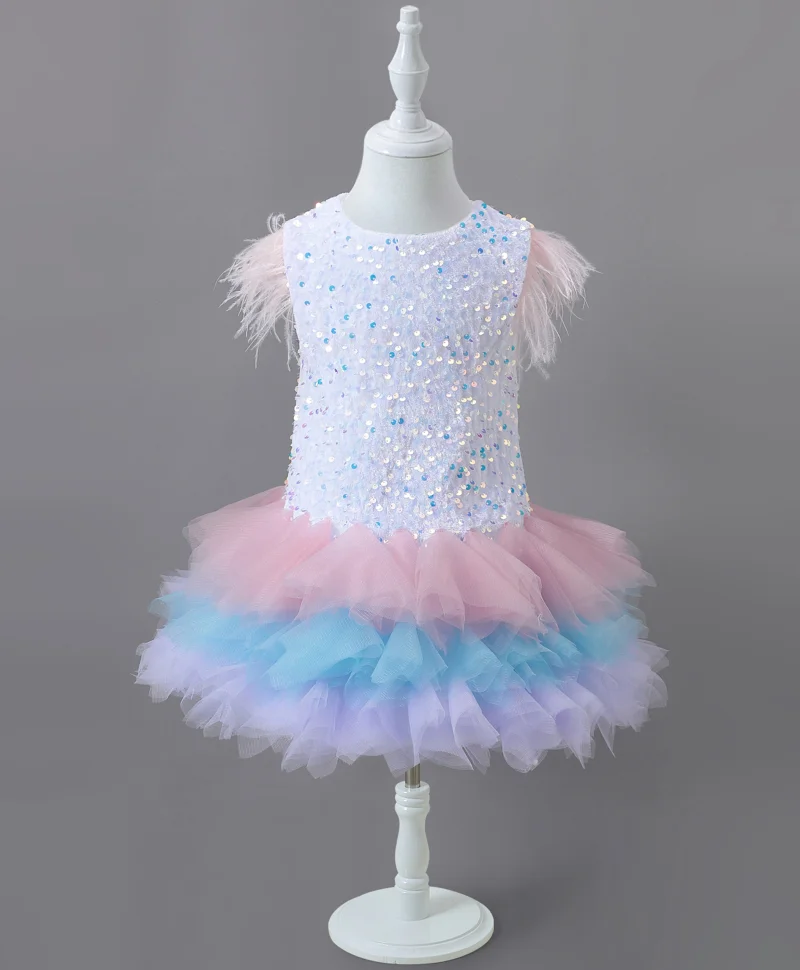 مارك وميا فستان تول مزين بالترتر مارك وميا - أزرقورديأبيض