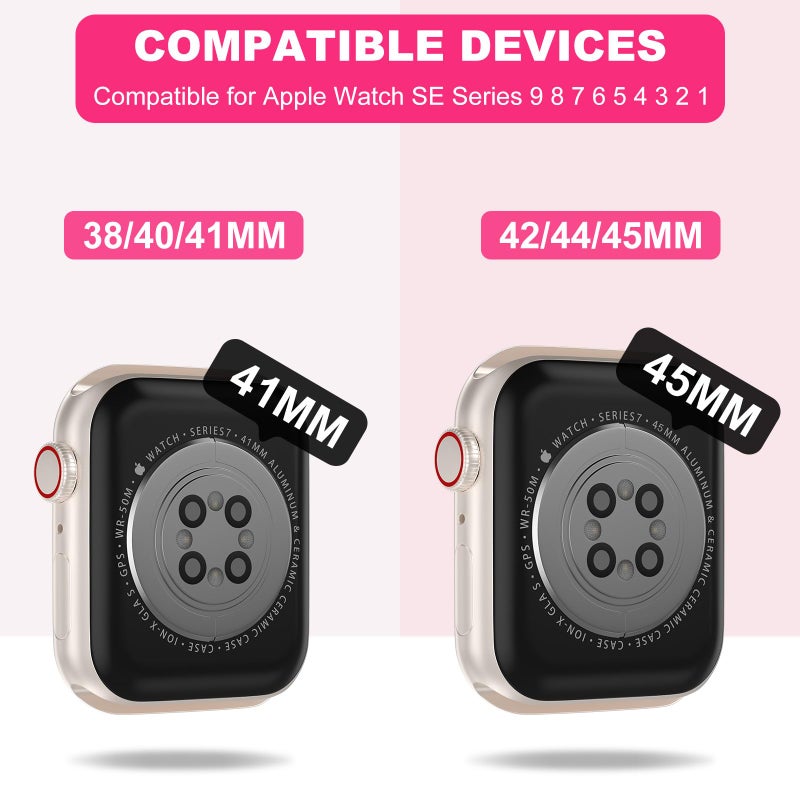 XYF Compatible for Crystal Clear Apple Watch Bands, 41mm 40mm 38mm Bumper Case for Men Women Jelly Sport Cover Strap for iWatch Ultra 3 2 Series 11 10 9 8 7 SE 6 5 4 3 (Matte Hot Pink, 38/40/41) - Image 2
