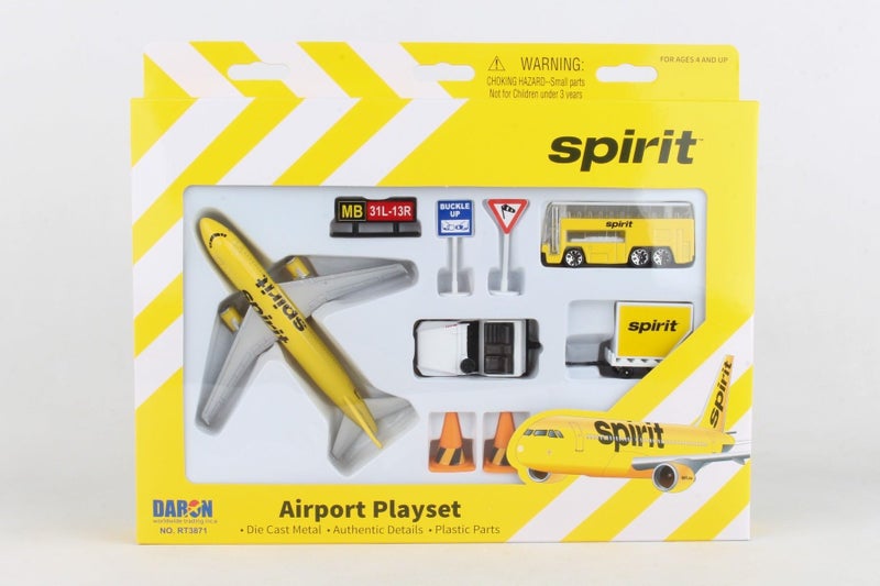 Daron Spirit Airlines Airport Playset with Die-Cast Metal Model Airplane with Plastic Parts, Cars and Transportation Toys for Kids Ages 3+ - Image 4