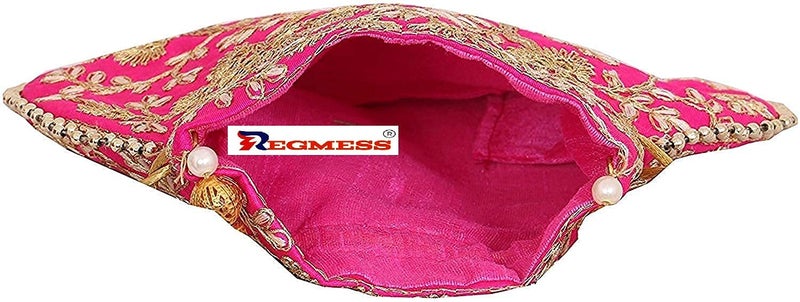 REGMESS Rajasthani Style Royal Clutch Silk Batwa Bag/Ethnic Potli Women's Potli/potli for Gift/potli for Women Party - Image 4