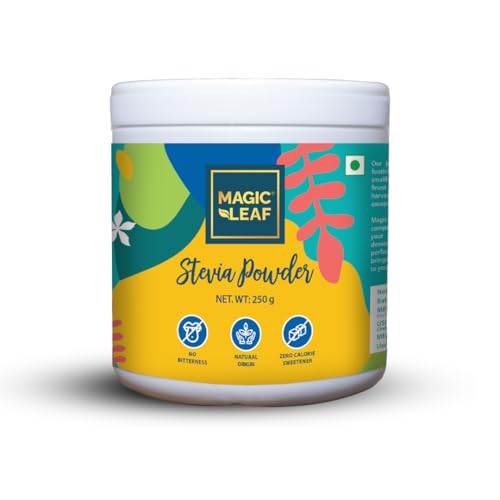 Magic Leaf Sugar Free Stevia Powder, 250 gms, Natural Origin Sweetener, Zero Calorie for Health Management, 99.9% REB-A Purity, Diabetic Friendly Sugar Substitute - Image 1