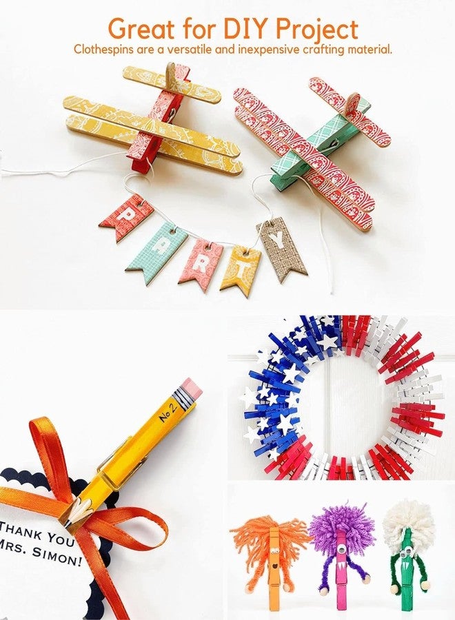 Prescent Multifunction Wooden Clips for Photo hangings, Craft/Art, Home Decoration, Papers pins, Clothes pin and More (1.5 inch, Pack of 50) - Image 4