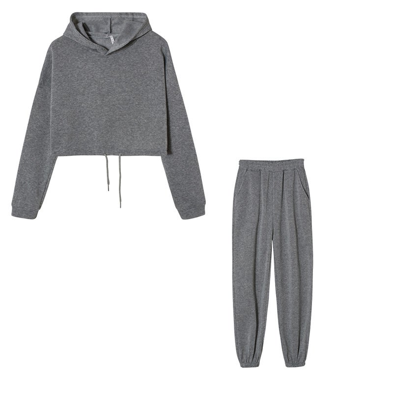 9691# 2024 Autumn and Winter Best Selling Amazon ebay New Fashion Long Sleeve Sports Leisure suit Two-Piece Set Light gray  - Image 1