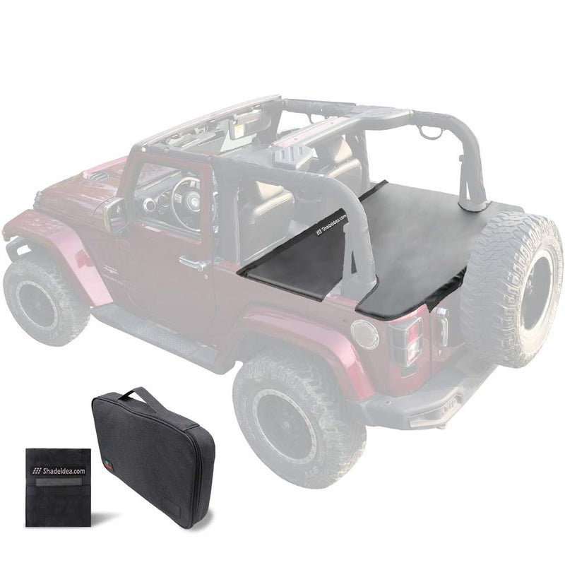 Shadeidea Tonneau Cover for Jeep Wrangler JK 2 Door Rear Trunk Ton Cargo Vinyl Cover for 20072018 Rubicon Sahara Sport S Unlimited TailgateBlack3 Year Warranty