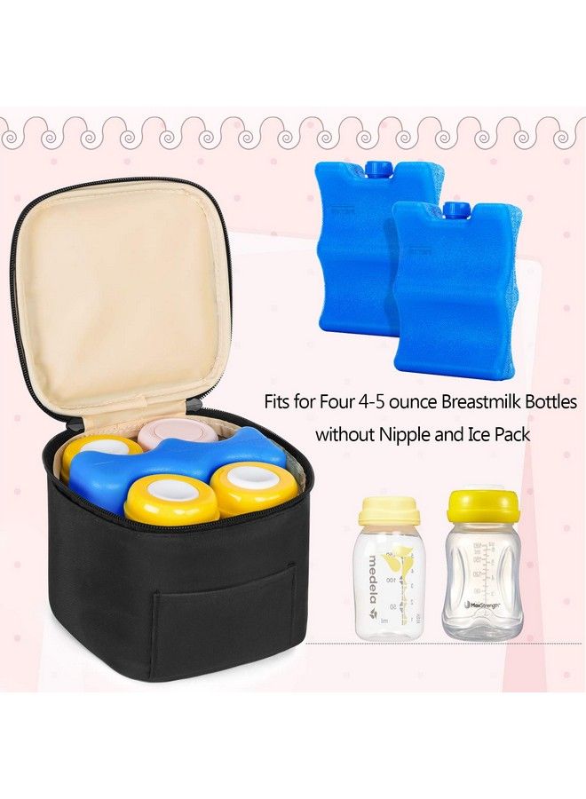 Teamoy Breastmilk Cooler Bag With Ice Pack Baby Bottles Bag For Up To 4 Large 5 Ounce Bottles Without Nipple Perfect For Nursing Mom Back To Work Black  - Image 5