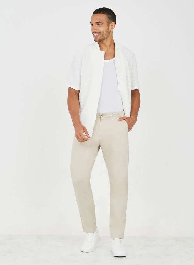 Styli Solid Slim Fit Cotton Stretch Chino