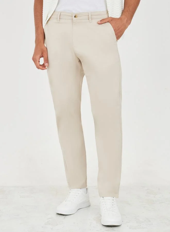 Styli Solid Slim Fit Cotton Stretch Chino