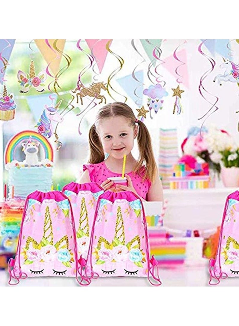 12 عبوة من حقيبة حفلات يونيكورن برباط وحقيبة ظهر برباط وحيد القرن وحقائب هدايا لحفلات أعياد الميلاد وحقيبة هدايا للأطفال والبنات وحفلات أعياد الميلاد وحفلات أعياد الميلاد - Image 2