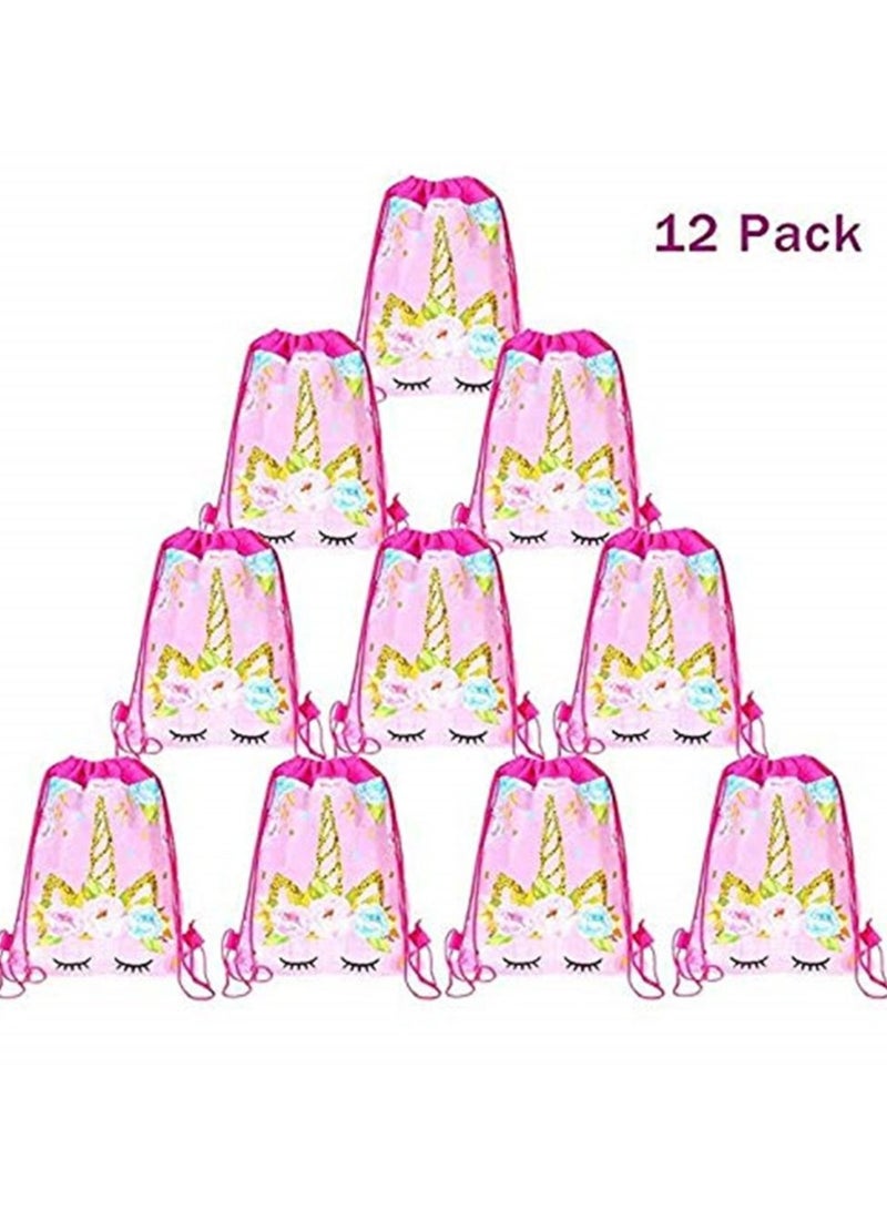 12 عبوة من حقيبة حفلات يونيكورن برباط وحقيبة ظهر برباط وحيد القرن وحقائب هدايا لحفلات أعياد الميلاد وحقيبة هدايا للأطفال والبنات وحفلات أعياد الميلاد وحفلات أعياد الميلاد - Image 5