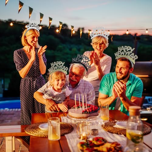 Tinksky Amosfun HAPPY NEW YEAR Headband Tiara New Years Party Favors Gold Silver Black 12 Pieces - Image 5