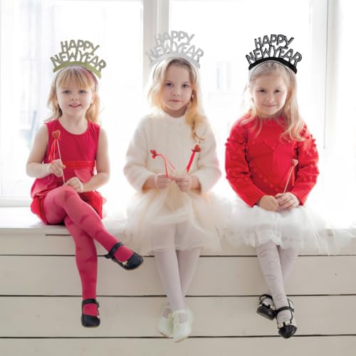 Tinksky Amosfun HAPPY NEW YEAR Headband Tiara New Years Party Favors Gold Silver Black 12 Pieces - Image 4