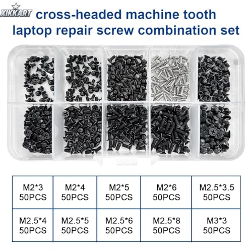 XIKKART 500 Pcs Laptop Notebook Computer Replacement Screws Kit | Compatible with Lenovo, Toshiba, Gateway, Samsung, HP, IBM, Dell, Sony, Acer, Asus | SSD, Hard Disk, (1 Box (500 Pcs)) - Image 2