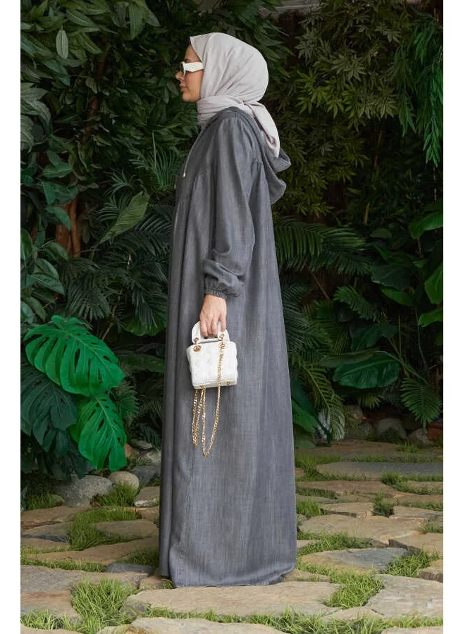 Neways 6635-BRIT Buttoned Denim Abaya Gray