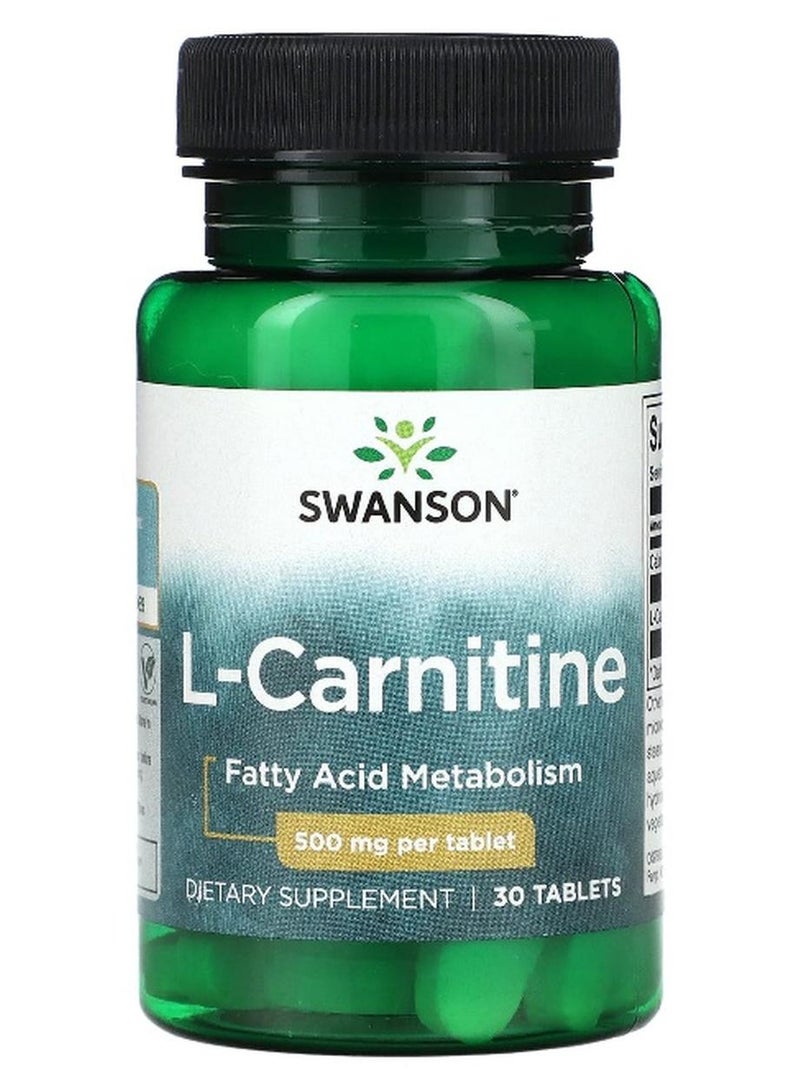 سوانسون، L-كارنيتين، 500 ملغ، 30 قرص