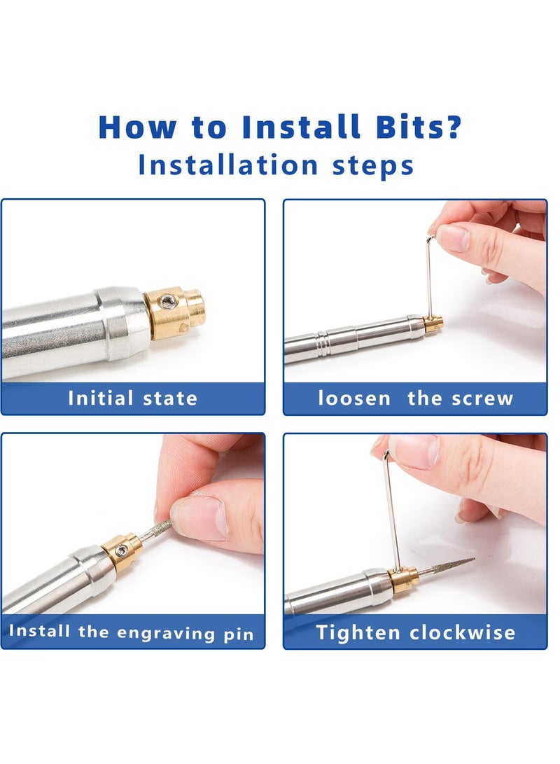 Excefore Electric Engraving Pen - Mini Cordless Precision Carving Tool, Rechargeable Engraver Machine 35000 rpm for Metal/Jewelry/Wood/Glass/Stone/Plastic - Image 3