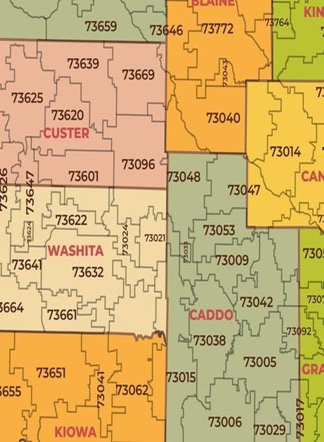 MapSherpa خريطة رموز بريدية لأوكلاهوما مع المقاطعات - كبيرة - ملصق 26.25 × 48 بوصة - تغليف أمامي - Image 2