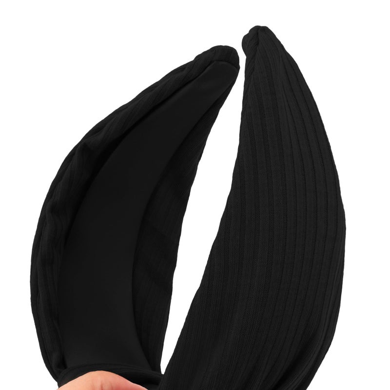 YISSION Wide Black Knotted Headband for Women - 3.34 Inch Stretchy Knit Fabric Hair Band, Comfortable Non-Slip Fashion Hair Accessory for Daily Styling & Parties - Image 4