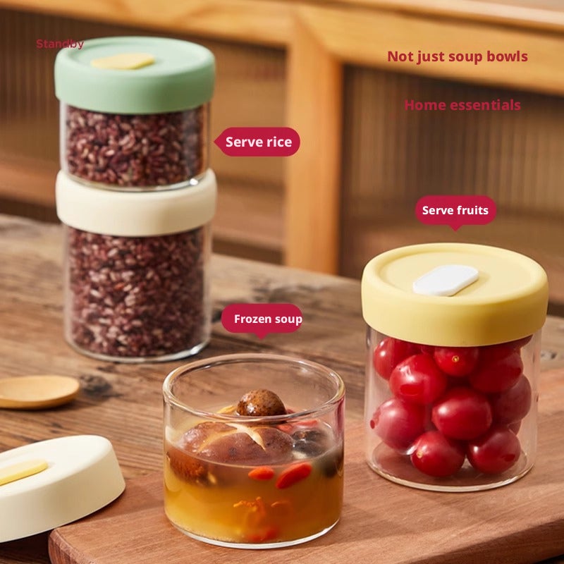 وعاء زجاجي لحساء التجميد، زجاج بوروسيليكات، أسطواني، 240ml-600ml - Image 4
