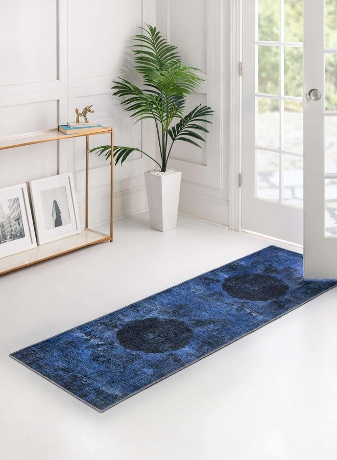 Unique Loom Yara Collection Area Rug - Nayer (2' x 8' Runner, Overdyed Blue/ Blue) - Image 3