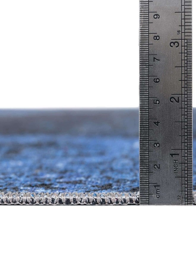 Unique Loom Yara Collection Area Rug - Nayer (2' x 8' Runner, Overdyed Blue/ Blue) - Image 4