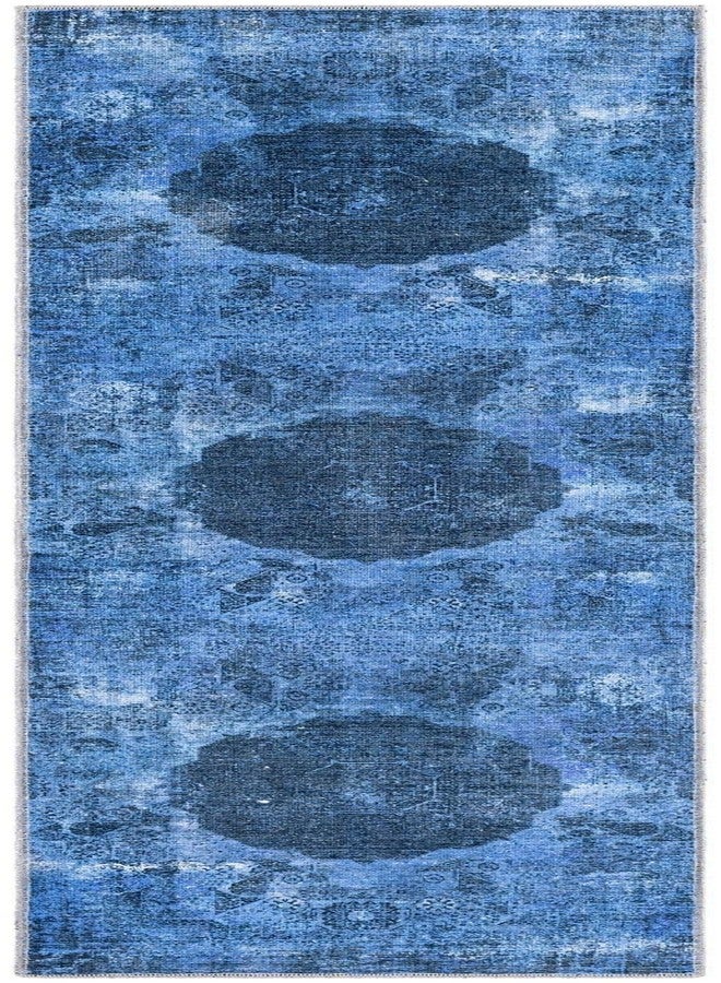 Unique Loom Yara Collection Area Rug - Nayer (2' x 8' Runner, Overdyed Blue/ Blue) - Image 2